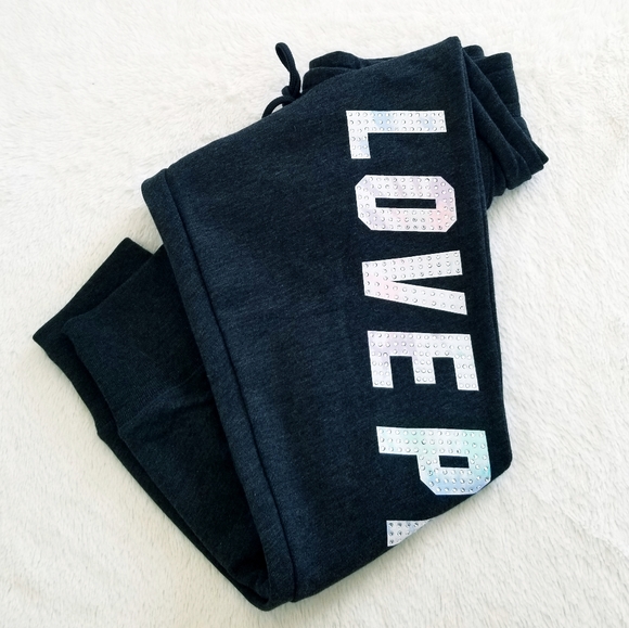 Victoria's Secret PINK Sequin Bling Rhinestone Crystal Skinny Jogger DrawcordNWT - Picture 13 of 16